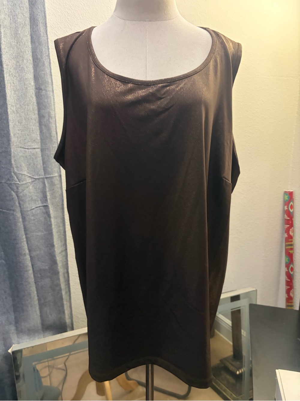Catherines Brown Scoop Neck Sleeveless Tank